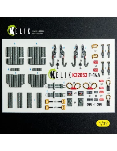 F-14A - interior 3D decals for Tamiya kit, 1/32 - Kelik K32053