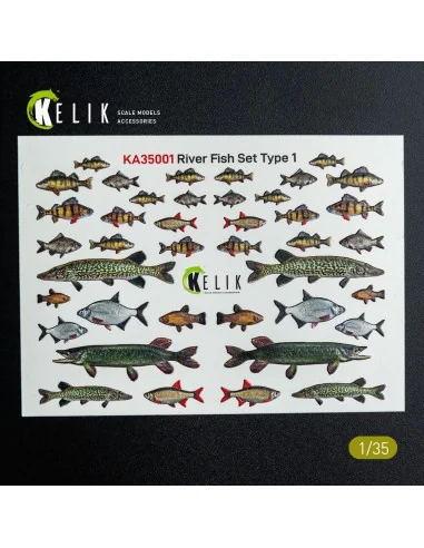 [NO_DESC] River Fish set Type 1 - 3D Decal for dioramas, 1/35 - Kel...