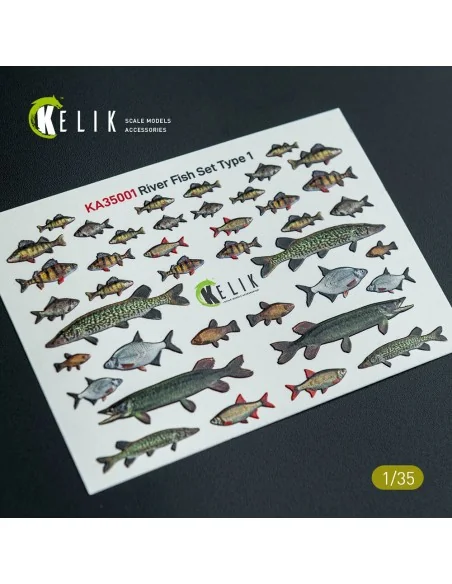 River Fish set Type 1 - 3D Decal for dioramas, 1/35 - Kelik KA35001