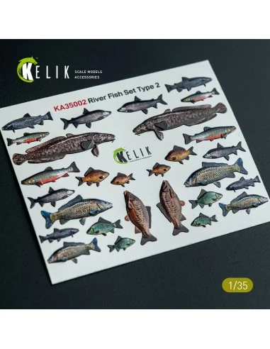 River Fish set Type 2 - 3D Decal for dioramas, 1/35 - Kelik KA35002