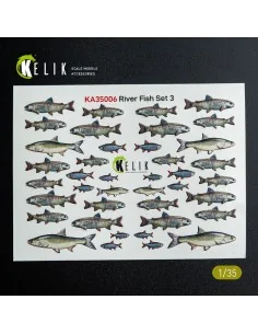 River Fish set Type 3 - 3D Decal for dioramas, 1/35 - Kelik KA35006