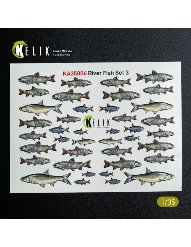 River Fish set Type 3 - 3D Decal for dioramas, 1/35 - Kelik KA35006