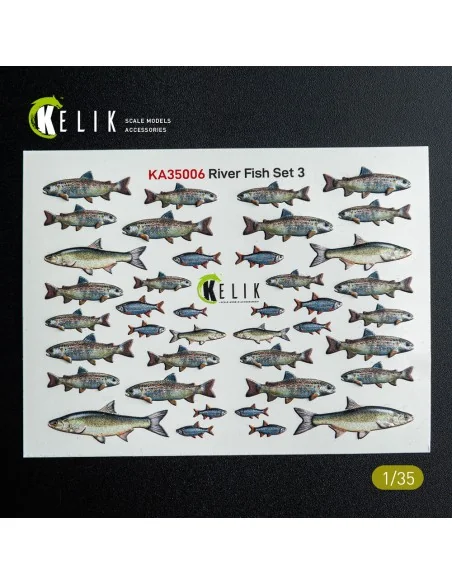 River Fish set Type 3 - 3D Decal for dioramas, 1/35 - Kelik KA35006