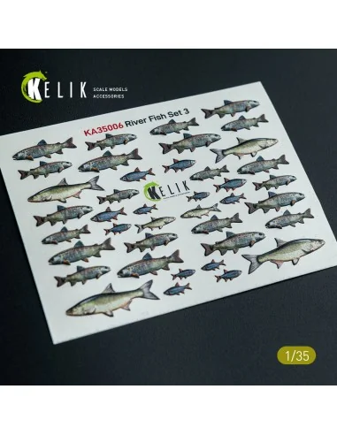 River Fish set Type 3 - 3D Decal for dioramas, 1/35 - Kelik KA35006