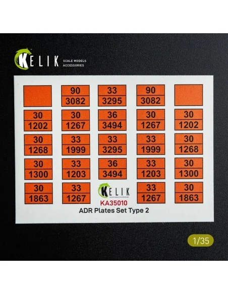 ADR Plates Set Type 2 - Decal for models, 1/35 - Kelik KA35010