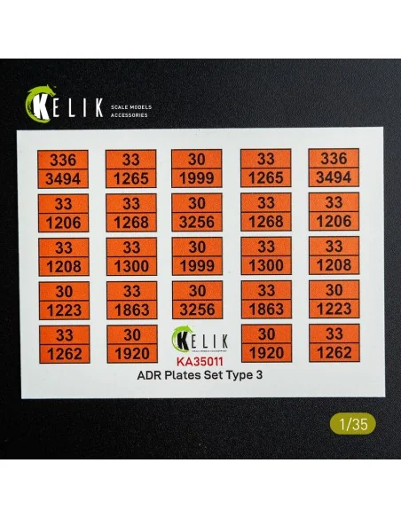 ADR Plates Set Type 2 - Decal for models, 1/35 - Kelik KA35011