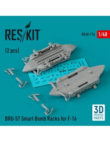 BRU-57 Smart Bomb Racks for F-16 (2 pcs) (3D Printed), 1/48 - ResKi...