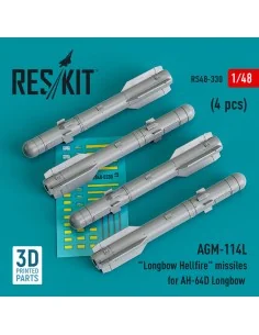 AGM-114L Longbow Hellfire missiles (4 pcs)(AH-64D Longbow) (3D Prin...