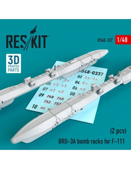 BRU-3A bomb racks for F-111 (2 pcs) (3D Printed), 1/48 - ResKit Mod...