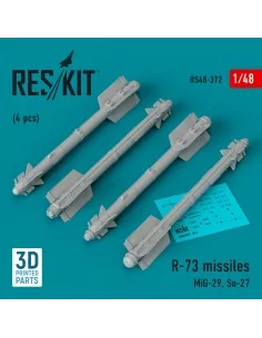 R-73 missiles (4 pcs) (MiG-29, Su-27) (3D Printed), 1/48 - ResKit M...