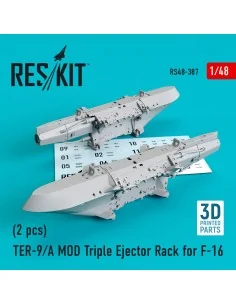 TER-9/A MOD Triple Ejector Rack for F-16 (2 pcs) (3D Printed), 1/48...
