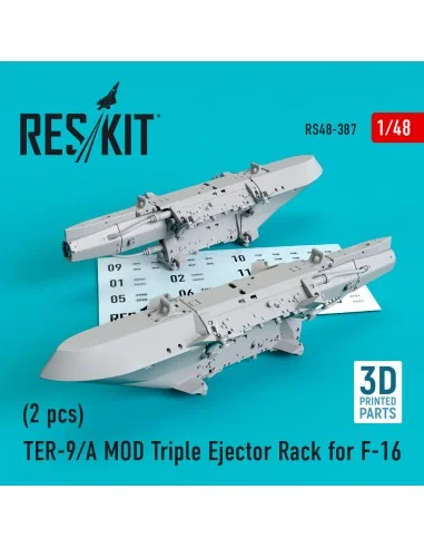 TER-9/A MOD Triple Ejector Rack for F-16 (2 pcs) (3D Printed), 1/48...