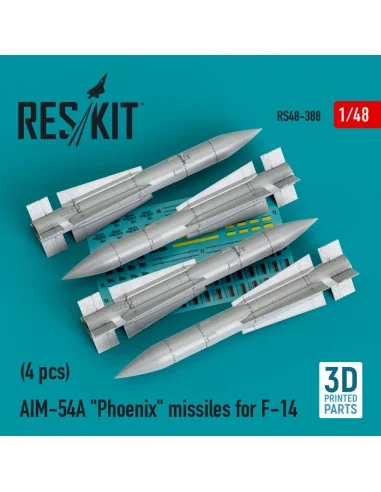 AIM-54A Phoenix missiles for F-14 (4pcs) (3D Printed), 1/48 - ResKi...