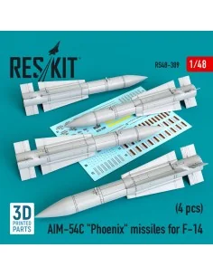 AIM-54C Phoenix missiles for F-14 (4pcs) (3D Printed), 1/48 - ResKi...
