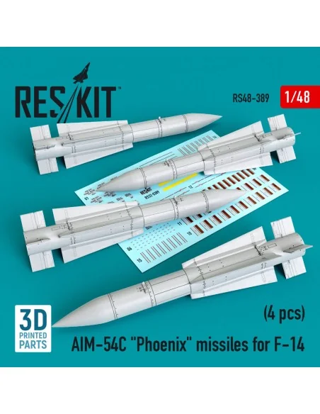 [NO_DESC] AIM-54C Phoenix missiles for F-14 (4pcs) (3D Printed), 1/...