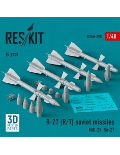 R-27 (R/T) missiles (4 pcs) (MiG-29, Su-27) (3D Printed), 1/48 - Re...