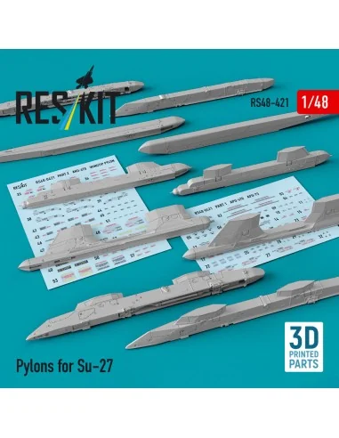 Pylons for Su-27 (3D Printed), 1/48 - ResKit Models RS48-0421