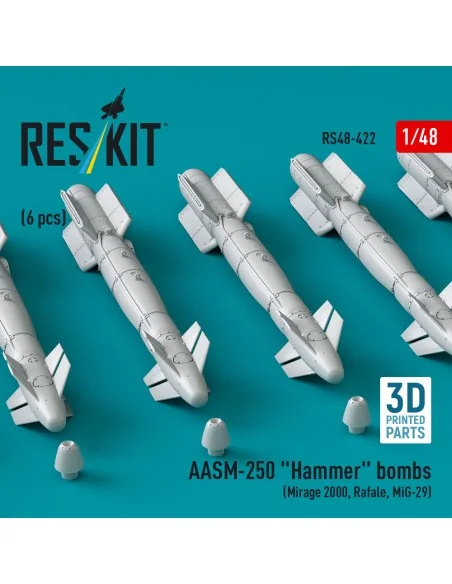 AASM-250 Hammer (6 pcs) (Mirage 2000, Rafale, MiG-29) (3D Printed),...