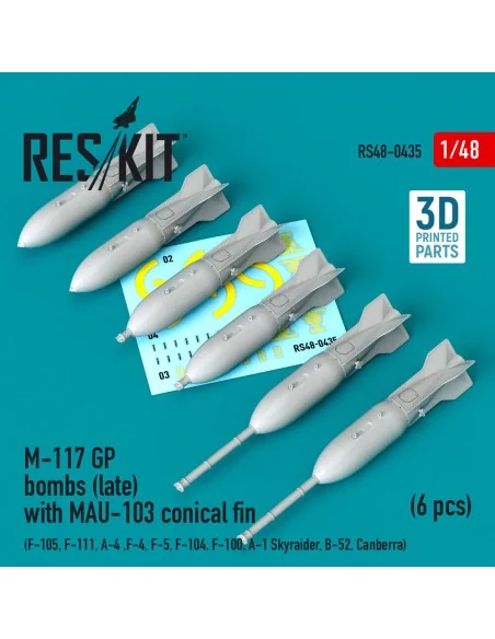 M-117 GP bombs (late) with MAU-103 conical fin (6 pcs) (F-105, F-11...