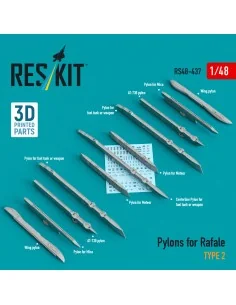 Pylons for Rafale type 2 (3D Printed), 1/48 - ResKit Models RS48-0437