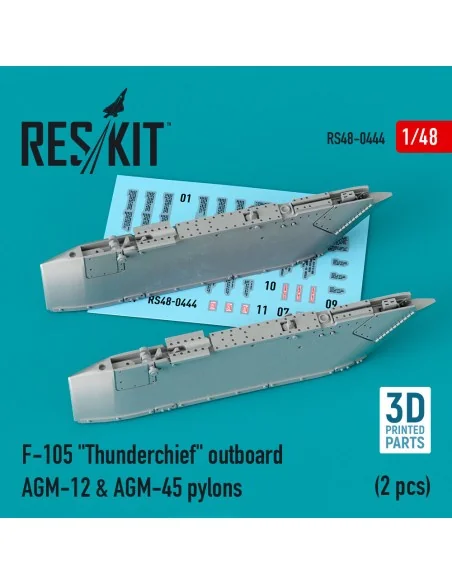 F-105 Thunderchief outboard AGM-12 & AGM-45 pylons (2 pcs) (3D Prin...