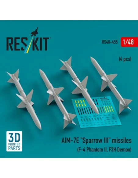 AIM-7E Sparrow III missiles (4 pcs) (F-4 Phantom II, F3H Demon) (3D...