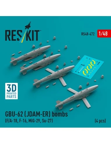 GBU-62 (JDAM-ER) bombs (4 pcs) (F/A-18, F-16, MiG-29, Su-27) (3D Pr...