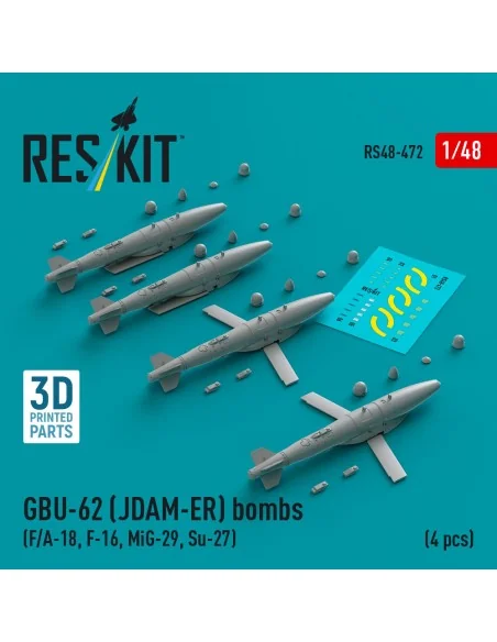 GBU-62 (JDAM-ER) bombs (4 pcs) (F/A-18, F-16, MiG-29, Su-27) (3D Pr...