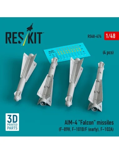 AIM-4 Falcon missiles (4 pcs) (F-89H, F-101B/F (early), F-102A) (3D...