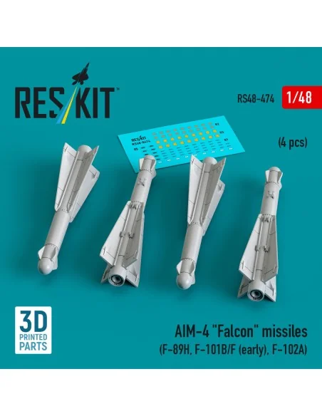 AIM-4 Falcon missiles (4 pcs) (F-89H, F-101B/F (early), F-102A) (3D...