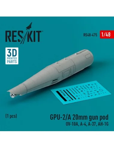 GPU-2/A 20mm gun pod (1 pcs) (OV-10A, A-4, A-37, AH-1G) (3D Printed...