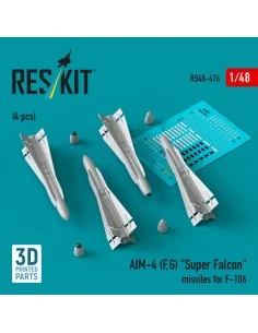 AIM-4 (F, G) Super Falcon missiles for F-106 (4 pcs) (3D Printed), ...