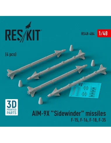 AIM-9X Sidewinder missiles (4 pcs) (F-15, F-16, F-18, F-35) (3D Pri...