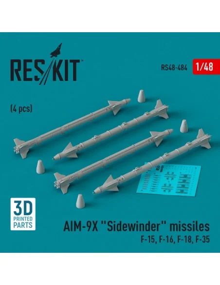 AIM-9X Sidewinder missiles (4 pcs) (F-15, F-16, F-18, F-35) (3D Pri...