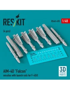 AIM-4D Falcon missiles with launch rails for F-4D/E (4 pcs) (3D Pri...
