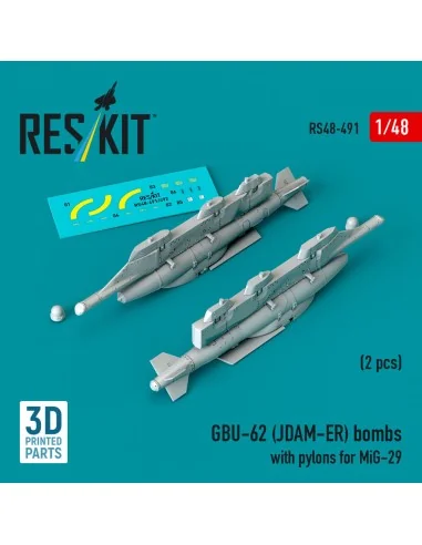 GBU-62 (JDAM-ER) bombs with pylons for MiG-29 Fulcrum (2 pcs) (3D P...
