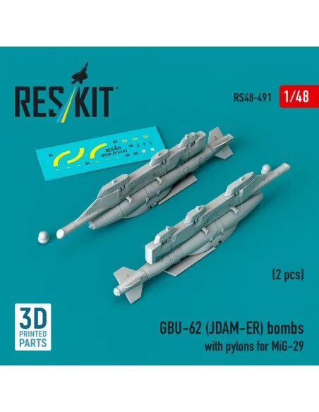 GBU-62 (JDAM-ER) bombs with pylons for MiG-29 Fulcrum (2 pcs) (3D P...