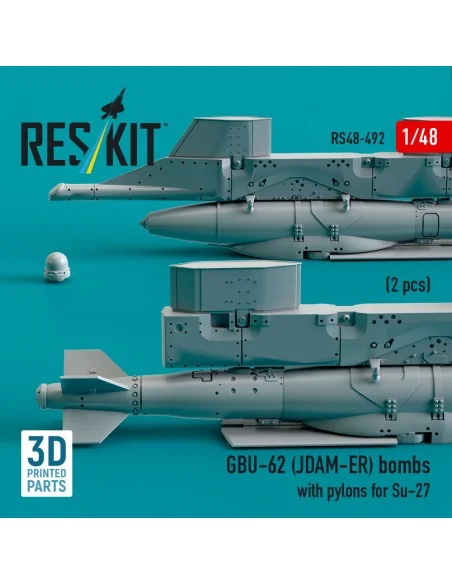 GBU-62 (JDAM-ER) bombs with pylons for Su-27 Flanker (2 pcs) (3D Pr...