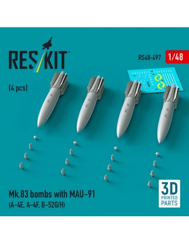 Mk.83 bombs with MAU-91 (4 pcs) (A-4E, A-4F, B-52G/H) (3D printed),...