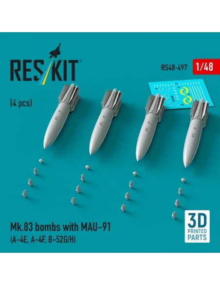 Mk.83 bombs with MAU-91 (4 pcs) (A-4E, A-4F, B-52G/H) (3D printed),...