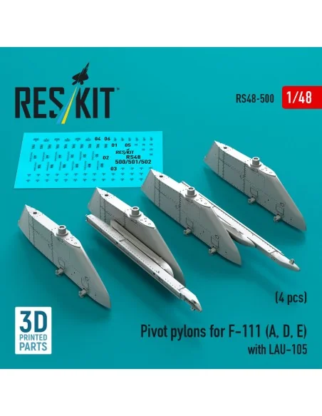 Pivot pylons for F-111 (A, D, E) with LAU-105 (4 pcs) (3D Printed),...