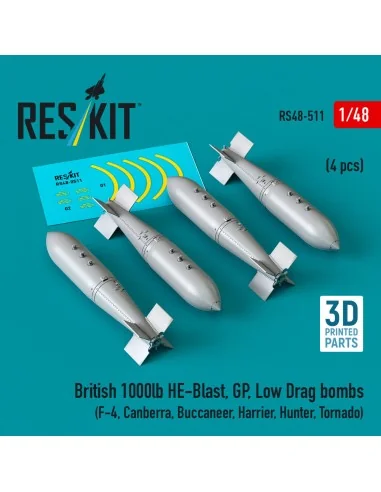 British 1000lb HE-Blast, GP, Low Drag bombs (4 pcs) (F-4, Canberra,...