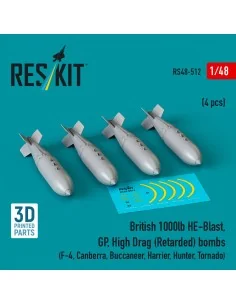 British 1000lb HE-Blast, GP, High Drag (Retarded) bombs (4 pcs) (F-...