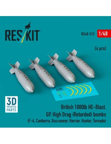 British 1000lb HE-Blast, GP, High Drag (Retarded) bombs (4 pcs) (F-...