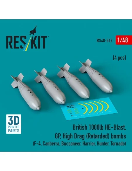 British 1000lb HE-Blast, GP, High Drag (Retarded) bombs (4 pcs) (F-...