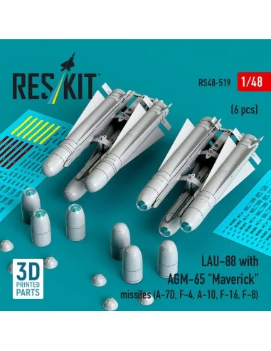 LAU-88 with (2 pcs) AGM-65 Maverick missiles (6 pcs) (A-7D, F-4, A-...