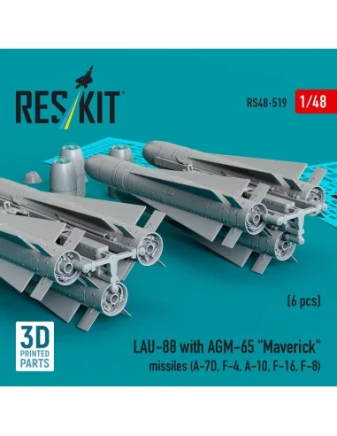 LAU-88 with (2 pcs) AGM-65 Maverick missiles (6 pcs) (A-7D, F-4, A-...