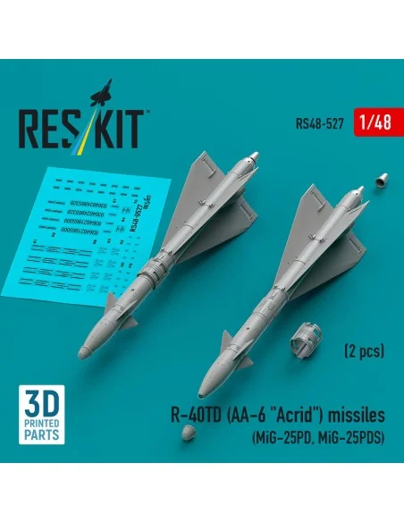R-40TD (AA-6 Acrid) missiles (2 pcs) (MiG-25PD, MiG-25PDS) (3D prin...