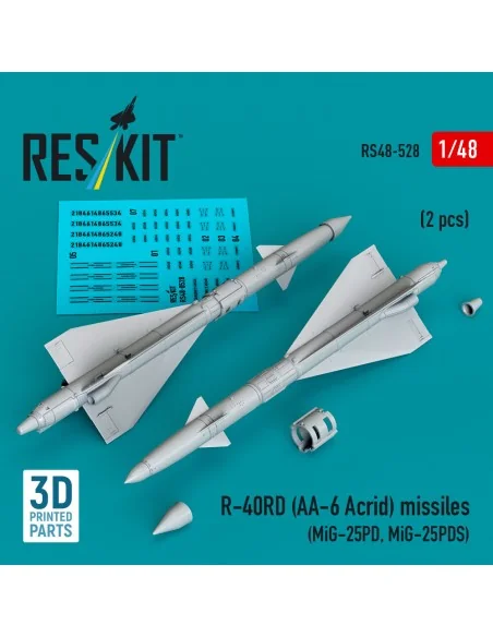 R-40RD (AA-6 Acrid) missiles (2 pcs) (MiG-25PD, MiG-25PDS) (3D prin...