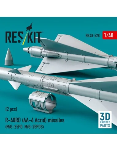 R-40RD (AA-6 Acrid) missiles (2 pcs) (MiG-25PD, MiG-25PDS) (3D prin...